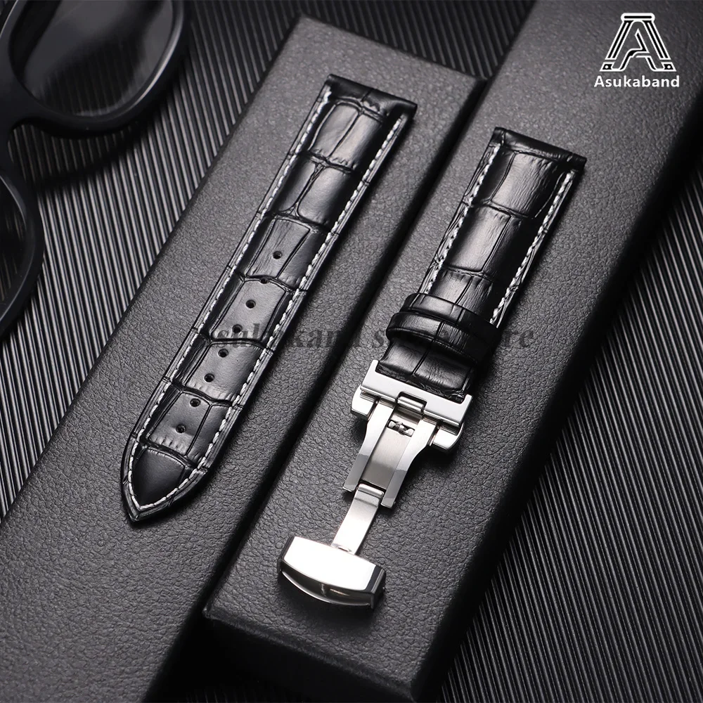 Echtes Leder-Uhrenarmband 18mm 20mm 22mm 24mm für Omega für Seiko Vintage Leder 14/18/19/21mm Herren Schmetterlingsverschluss Uhrenarmband – Detail 14