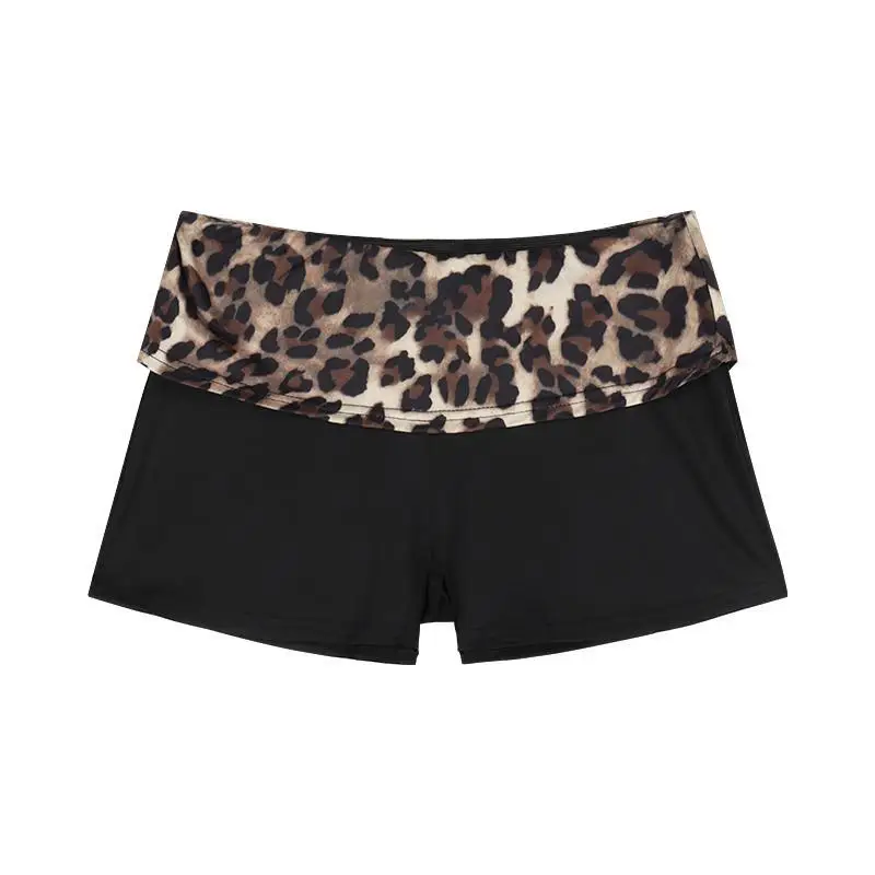 

Leopard Print Contrasting Color Splicing Low-rise Shorts Women Spice Girls Hot Pants Tight Hip-wrapped Y2k Shorts