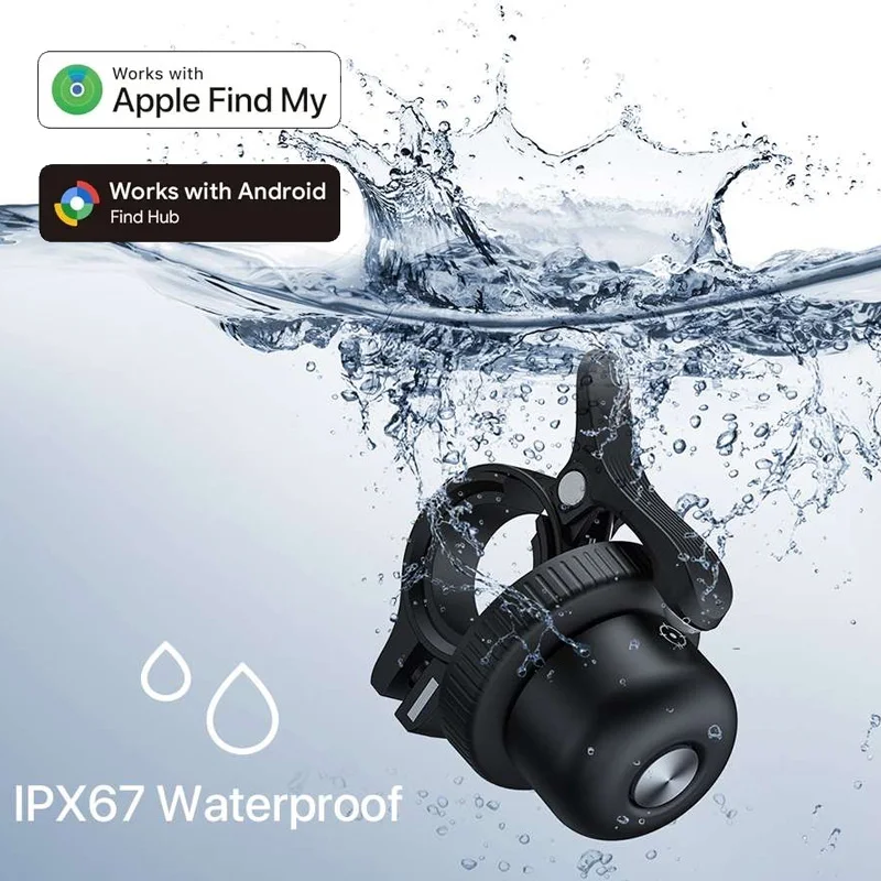 MiLi Airtag Bike Bell for IOS Find My and Android Google Find Hub ,Handlebar Mount Bicycle Bell Anti-Theft Hidden AirTag Tracker