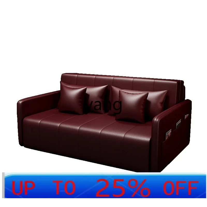 LTT Multifunctional Folding Sofa Bed Small Unit Lunch Break Bed Storage Leather Art Sofa Bed
