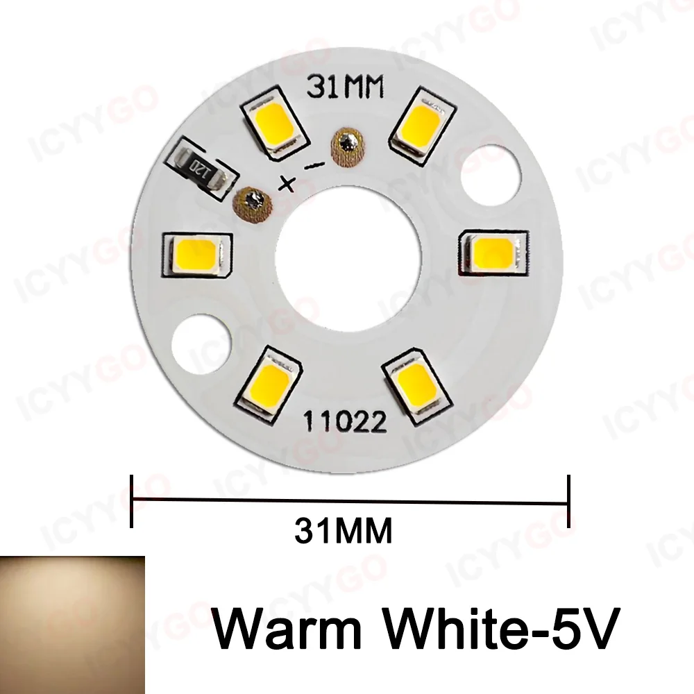 Full Spectrum Fill Light Source Board, Folha de Luz Noturna, Baixa Tensão, DC Luz Quente, 31mm, LED5V