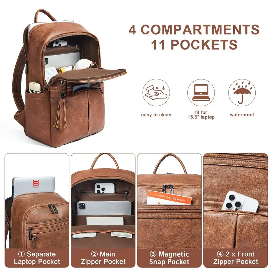 Zaino per laptop da donna, 15,6 Zaini causali per zaini Borsa per computer con scomparto per laptop per viaggi, lavoro, college