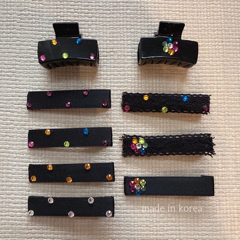 

Sophisticated Black Rhinestone Hair Clip,Elegant Fabric-Trim Duckbill Hairpin for Women, Hair Accessory, Premium Quality