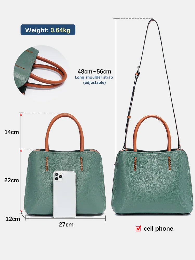 Zency-Bolso de compras de cuero genuino para mujer, bolso de mano de diseñador con asa superior, bolso de cubo de gran capacidad, bandolera para viajeros OL