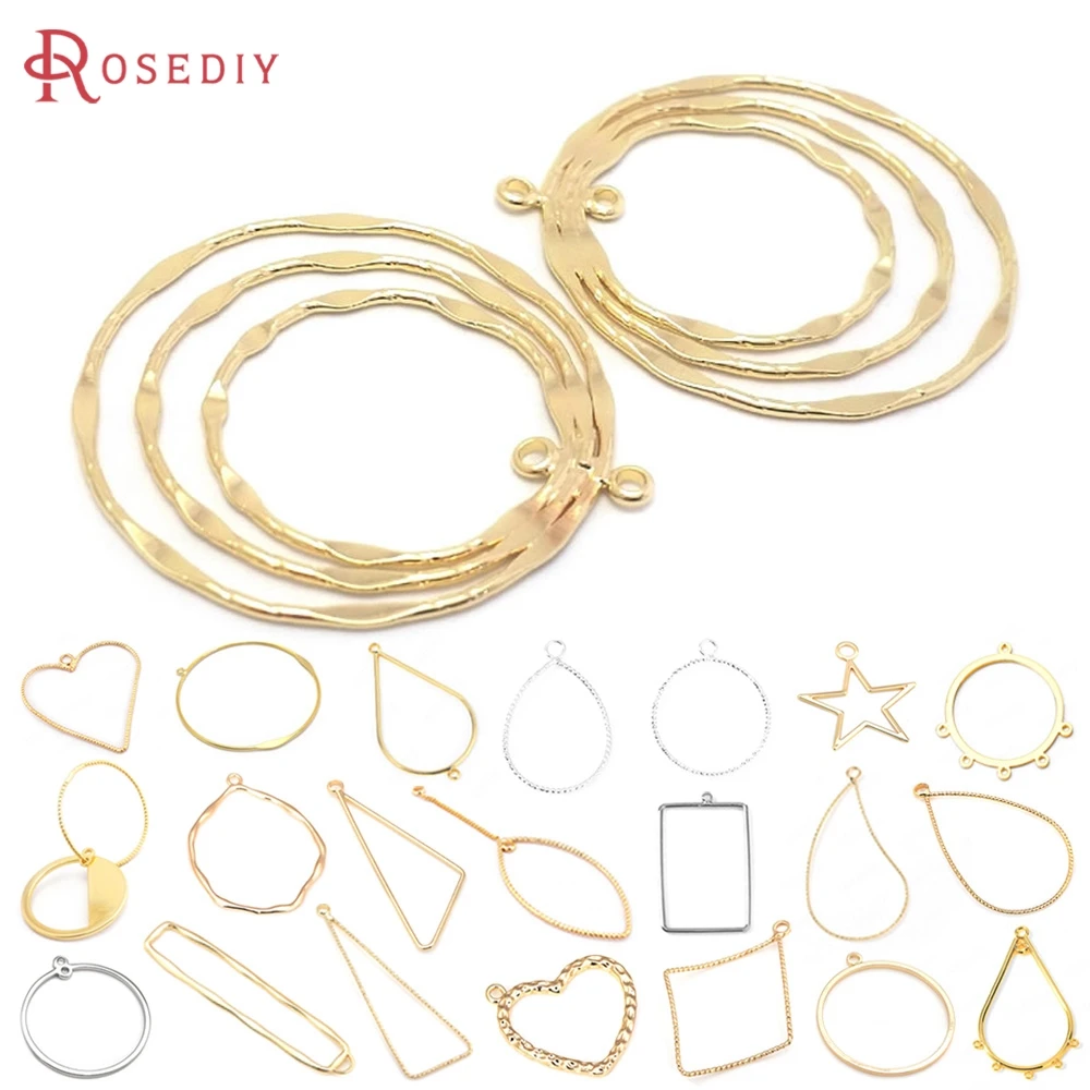 

18K Gold Color Circle Rectangle Heart Star Drop Shape Earrings Connector Charms High Quality Diy Jewelry Earrings Accessories