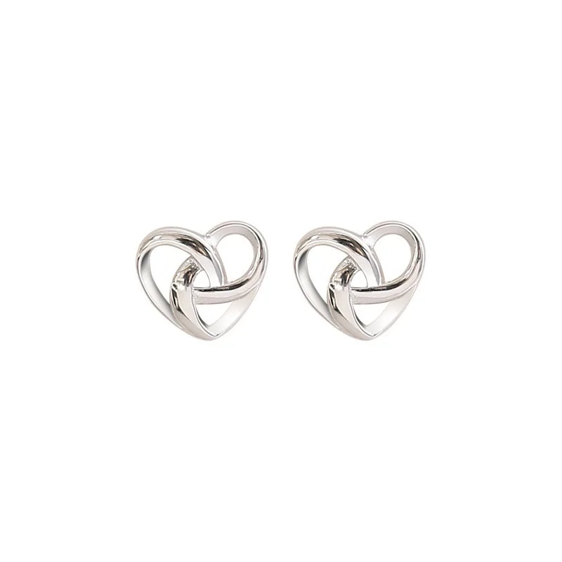 Trend Interwoven Personality Love Heart Stud Earrings for Women Exquisite Geometry Ear Jewelry Accessory Wholesale Girl Gift