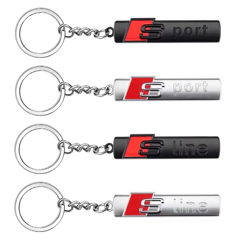 Car S Line Badge 3D Metal Key Rings Keyring Keychain For Audi SLINE A3 A4 B8 8P 8V B6 A5 A6 C7 Q5 B9 B7 C6 A1 Q7 Q3 Tt A7 8L RS