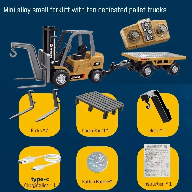 

Новый Wen Nan Feng RC Car Mini Alloy Half Scale RC Вилочный погрузчик 2.4G APP Дистанционное управление 1:64 RC Engineering Vehicle Модель Подарок