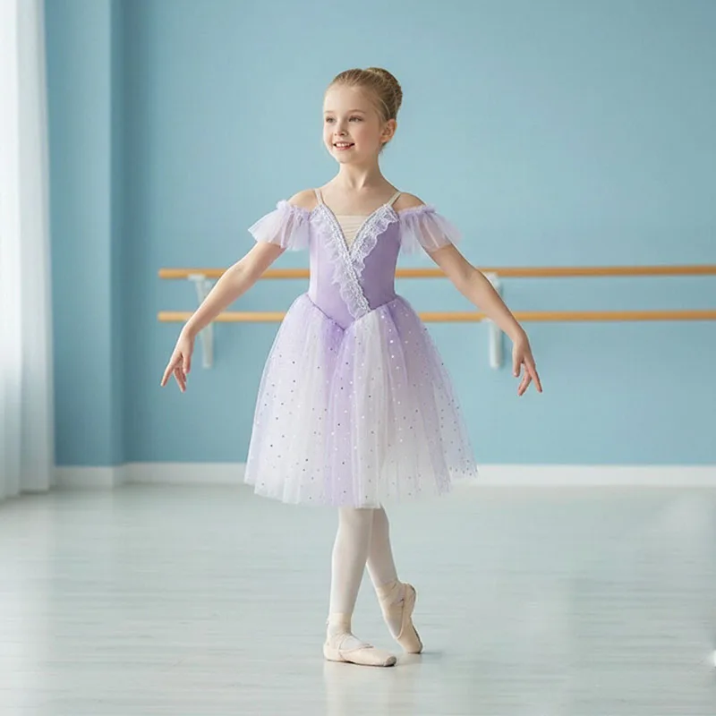 

Women Kids Adult Child Ballerina Party Dance Dress Giselle Swan Lake Long Tutu Ballet Costume for Girls