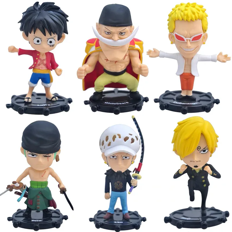 Anime One Piece Figure Luffy Sanji Nami Zoro Ace 9cm Action Figural Kawaii Doll Q Version Car Decoration PVC Model Kids Toy Gifs