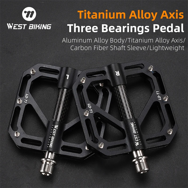 

WEST BIKING 3 Bearing Sealed Bicycle Pedal Non-slip Aluminum Alloy MTB Mountain Road Bike Pedals Lightweight Cycling Accessories