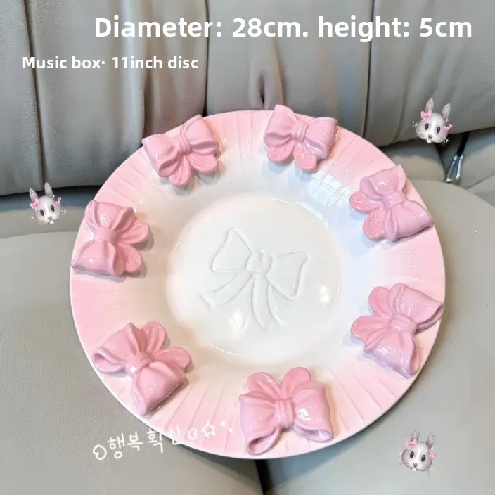 Bow hand-painted underglaze relief three-dimensional ceramic plate Dim sum plate cake dessert salad plate