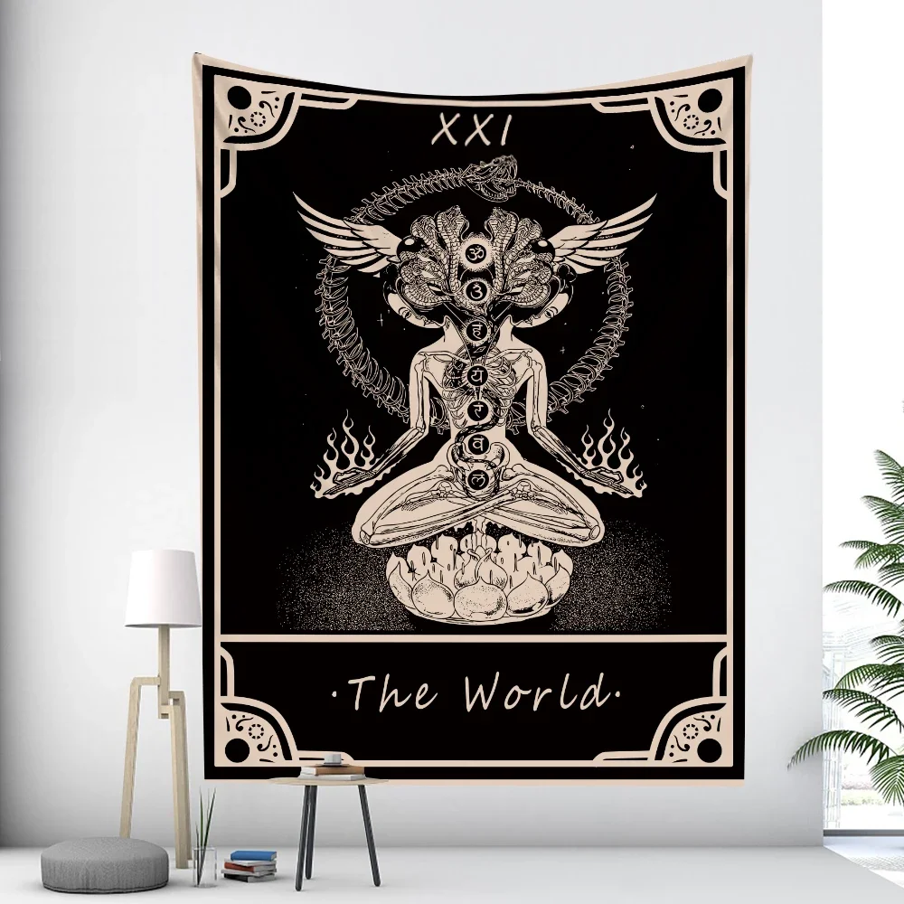 March goddess tarot card witchcraft home decoration tapestry hippie bohemian decoration psychedelic scene wall hanging yoga mat