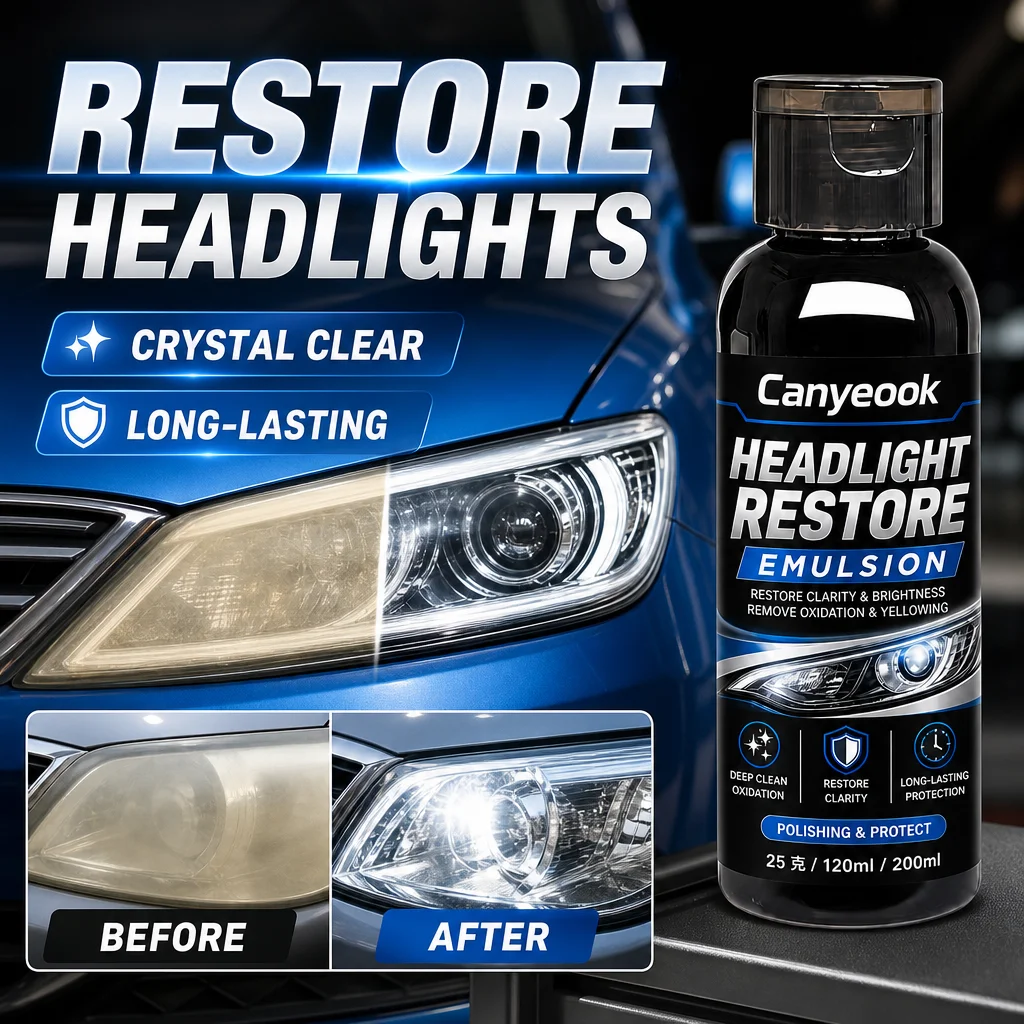 CANYEOOK Headlight Restorer Cream 100g - Remove Yellow Oxidation Restore Clear Bright Lens Anti-UV Protective Coating for Car