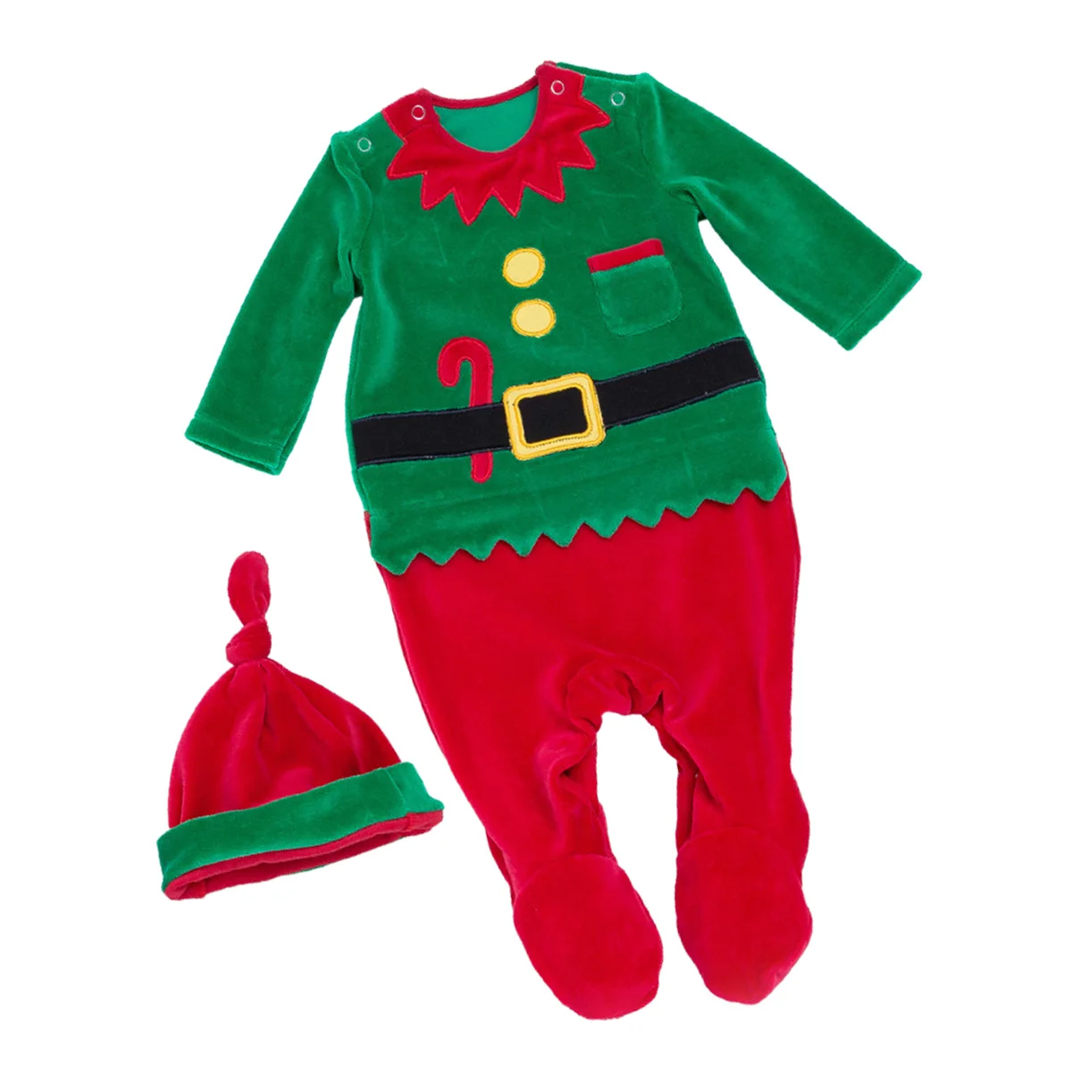 

12pcs Thick Christmas Suit Long Sleeve Cotton Romper Jumpsuit Santa Outfit Toddler Costume Party Halloween Gift Size 73