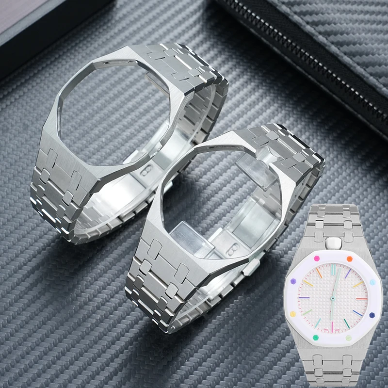 Royal pop All Metal Case bracelet Mod Kit Upgrade stainless steel Bezel&watchband For Royal Pop Swatch Pocket Watch steel kit
