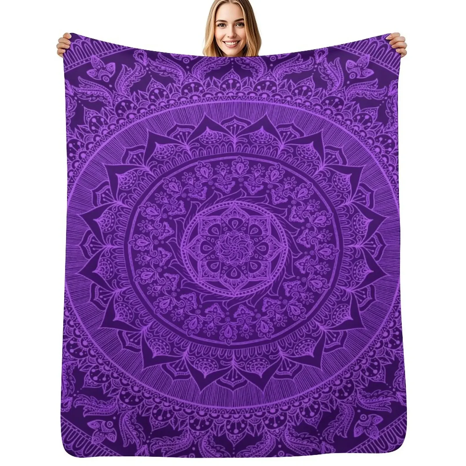 

Mandala Divine Purple Throw Blanket Hairys Soft Beds Heavy Comforter Blanket