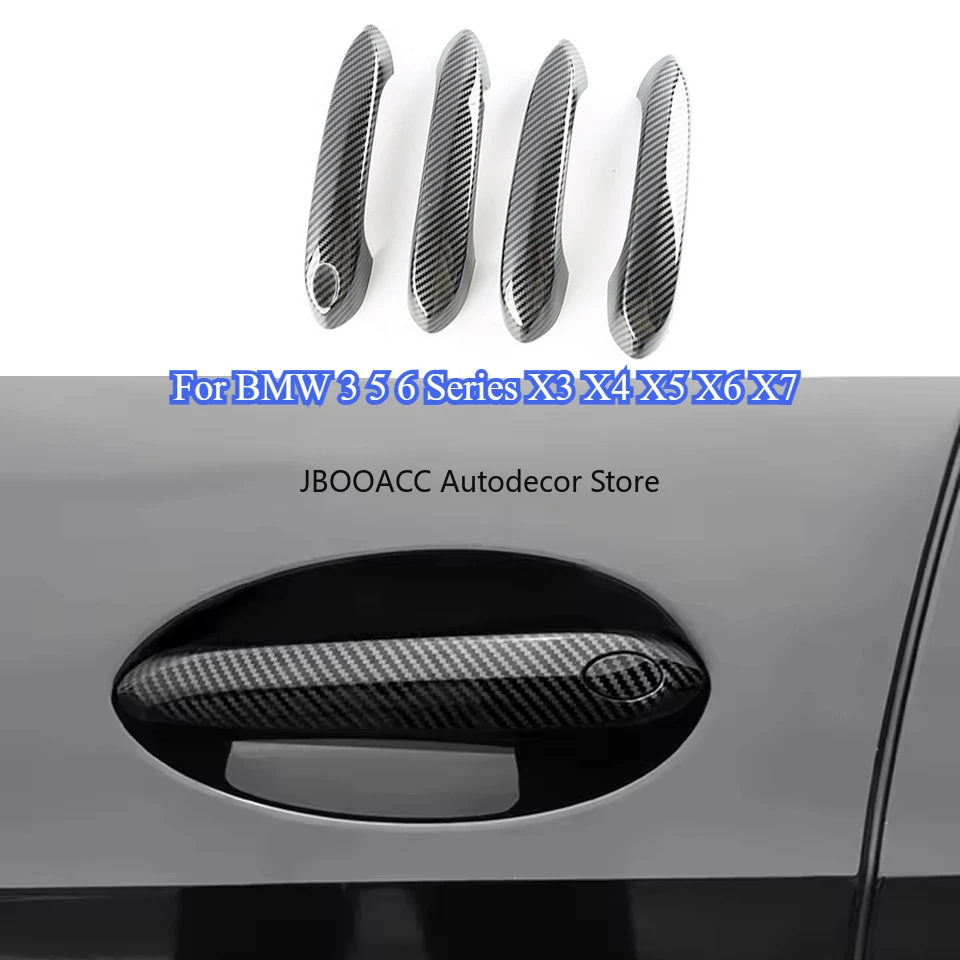 For BMW 3 5 6 Series 2018-2023 G20 G30 G31 G32 G01 G02 G05 G06 X3 X4 X5 Door Handle Cover Trims Exterior Carbon Fiber Pattern