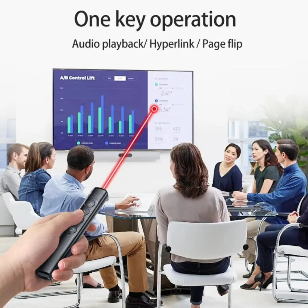 2.4GHz Wireless Presentation Clicker USB Charging Infrared Remote PPT Laser Flip Pen with Storage Bag Hyperlink Laser Pointer