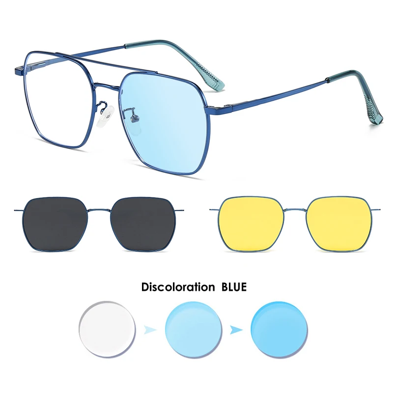 KIZN 3 in 1 여성용 변색 자석 편광 근시 선글라스 2025 신제품 남성 맞춤 광학 안경 큰 프레임 -0.5 ~ -6.0