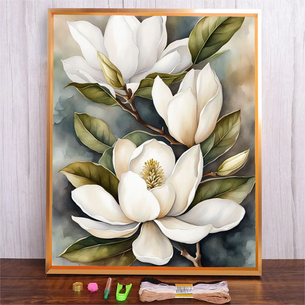 

Lily Flower Full Pattern Embroidery Kit For Beginners Floral Cross Stitch Adults Needlework Kit DIY Embroidery Starter Kit