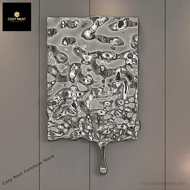 Italian Water Droplets Design Hanging Decoration Household Living Room Wall Hanging Light Luxury Corridor Entrance Metal Pendant