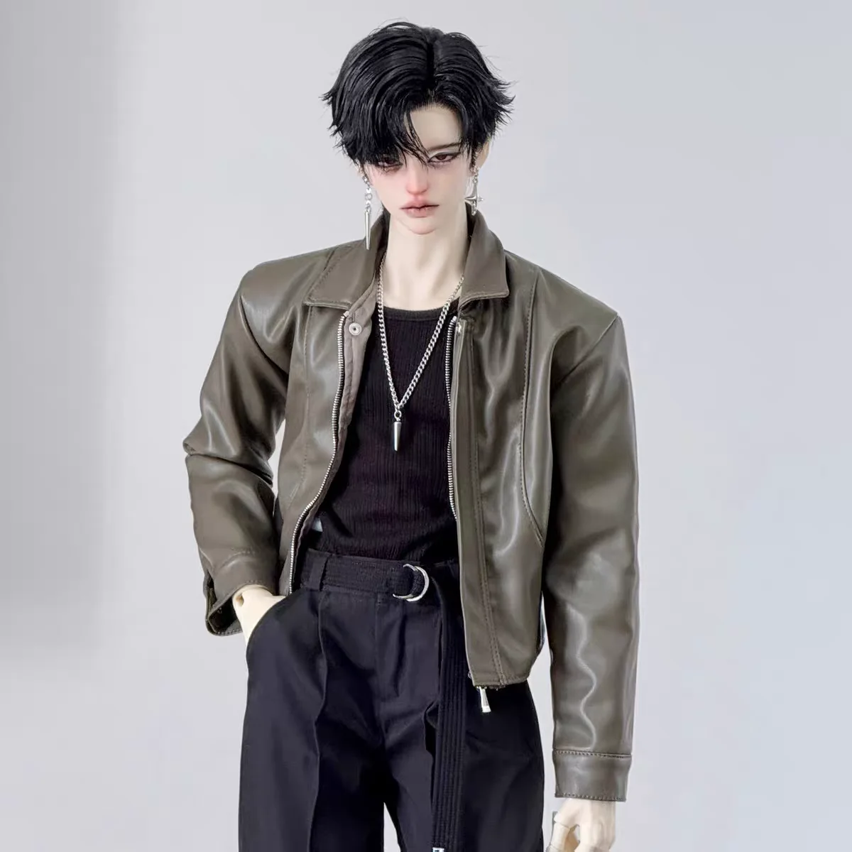 Roupas de boneca bjd adequadas para tamanho 1/4 id75 tio tamanho nova jaqueta de couro jaqueta roupa diária estilo masculino 3 cores