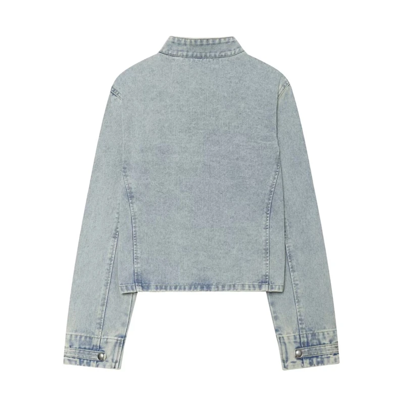 KEYANKETIAN 2026 Vintage Napoleon Style Women Cropped Denim Jacket Multi Row Metal Buttons Slim Fit Washed Short Outerwear Top