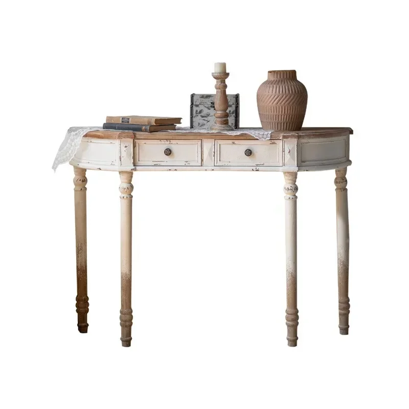 

Solid wood corridor ultra-thin entrance table small apartment retro dresser