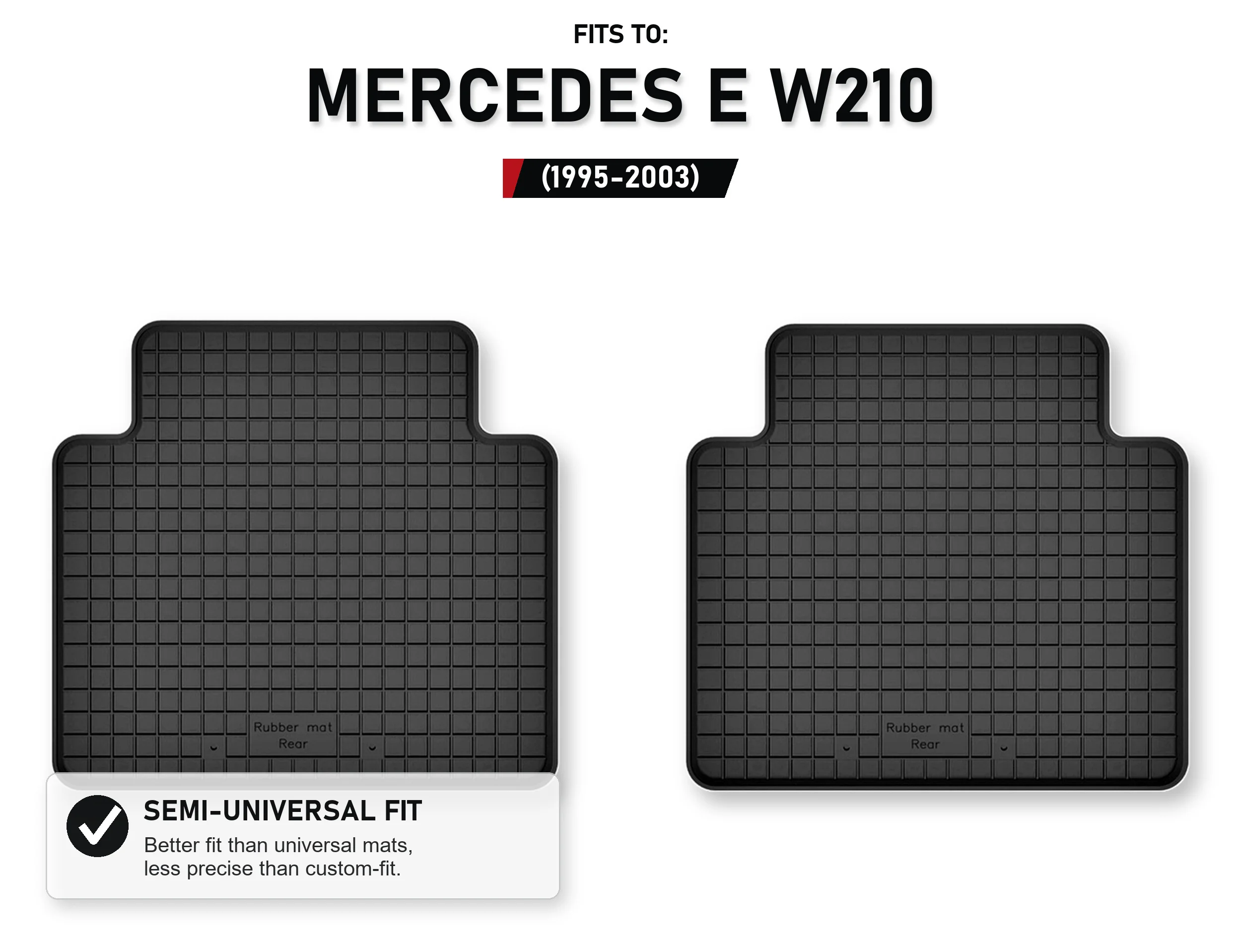 Rubberen bakmatten achteraan voor: Mercedes E W210 1995-2003, 2 stuks