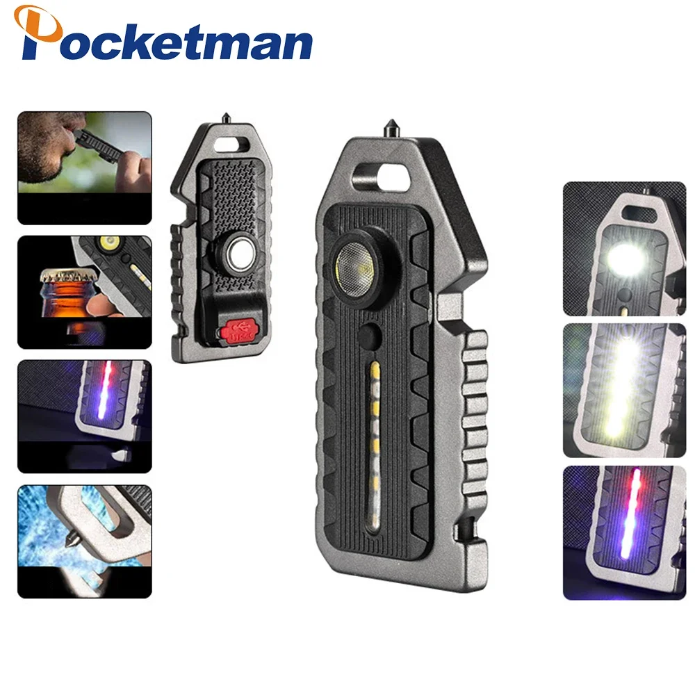 

Powerful Keychain Light Mini LED Flashlight Camping Lantern with Magnet Corkscrew Torch USB Work Lamp Floodlight IP64 Waterproof