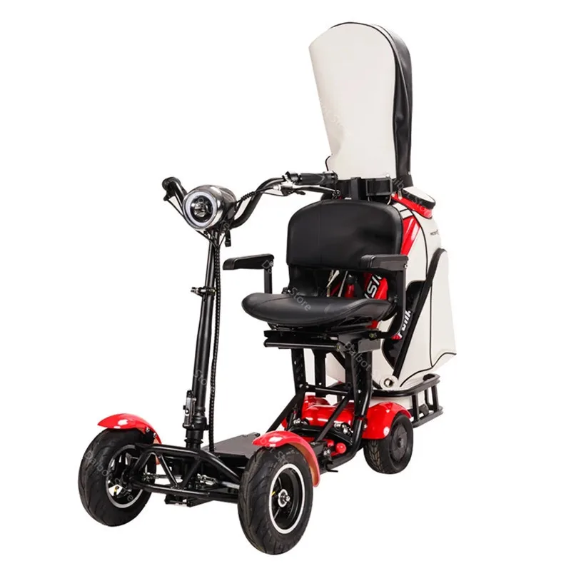 4-Rad-Golf-Elektroroller für Erwachsene, faltbar, Doppelmotor, 250 W x 2, 36 V, 10-Zoll-Reisemobilitätsroller für Senioren mit Taschenständer – Detail 4