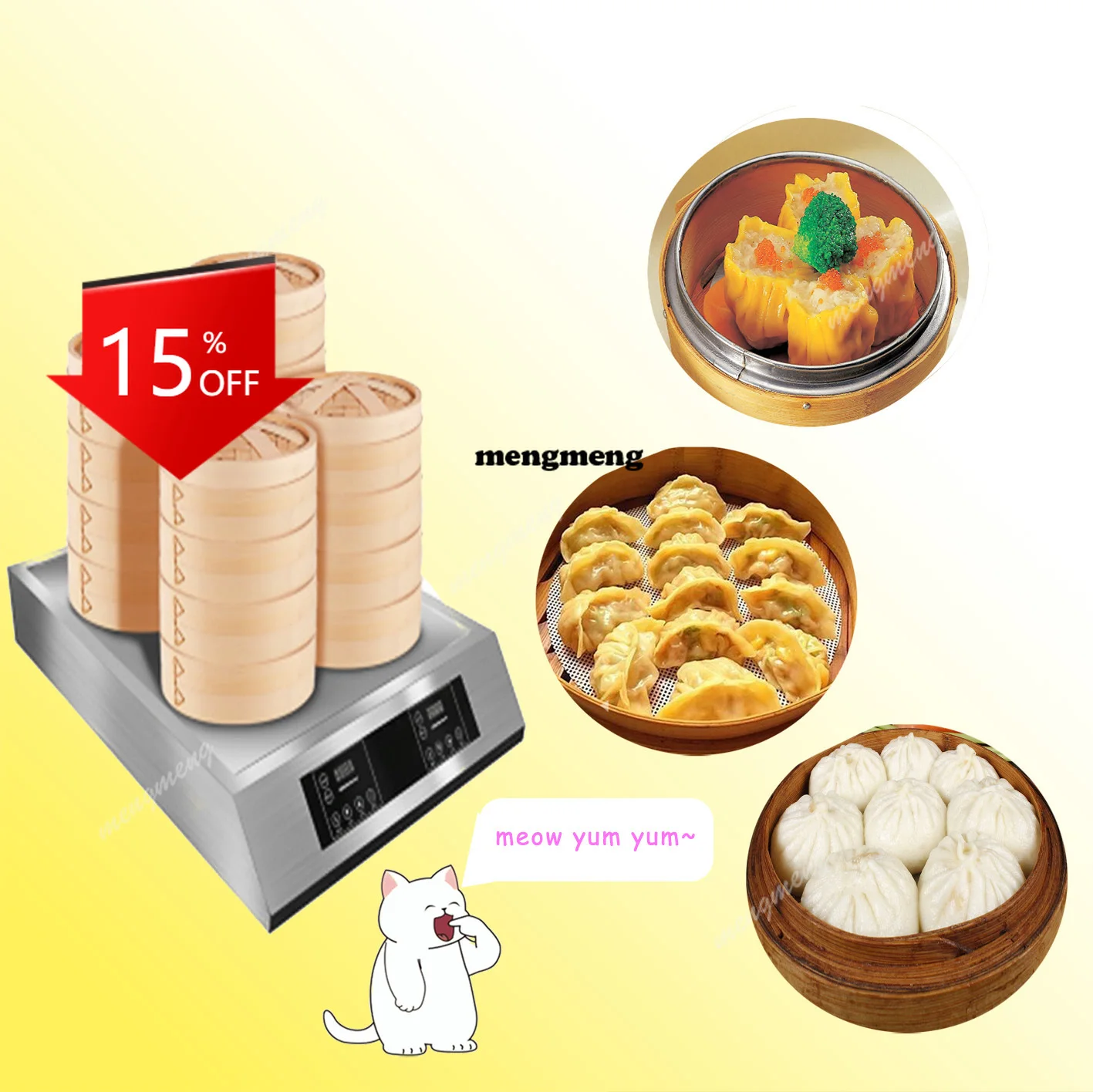 

E132 Fully Automatic Steamed Buns Oven Glass Table Steamed Bun Machine Heating Three-layer Snack Display Cabinet