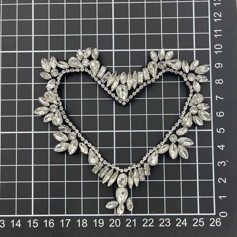 1 Piece Fashion Eyes Heart Shape Rhinestone Beaded Patches for Clothes Sew On Patch Badge Applique Embroidered Patches