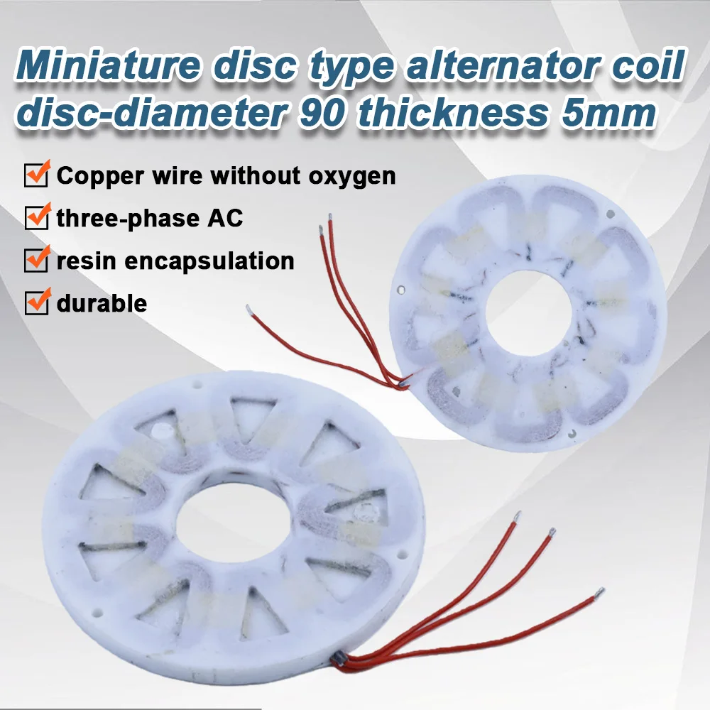 

Трехфазная бескорпусная дисковая катушка 90/160 мм x 5/9 мм для генератора с осевым магнитным полем/самодельной ветряной турбины/микроГЭС 300 Вт