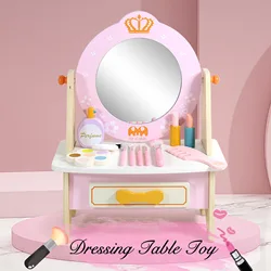 Mesa de maquillaje de princesa Montessori para niños, juegos educativos para la primera infancia, tocador rosa para niñas, regalo de cumpleaños