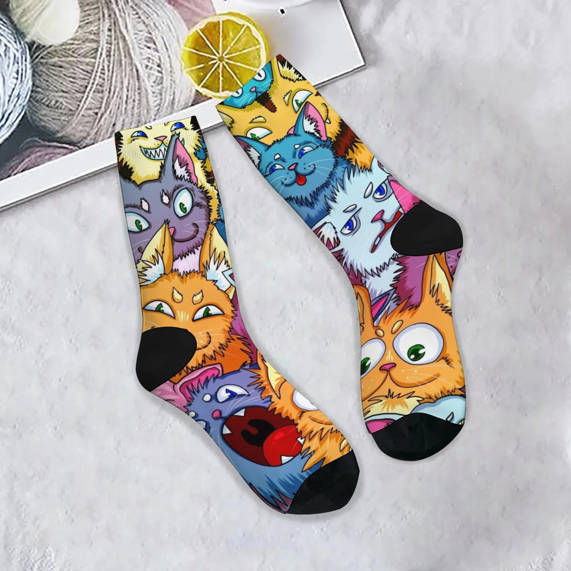 

Мужские носки Happy Cartoon Cat, новинка, забавные компрессионные носки в стиле Харадзюку, сумасшедшие уличные трендовые носки в стиле хип-хоп, повседневный подарок для вечеринки