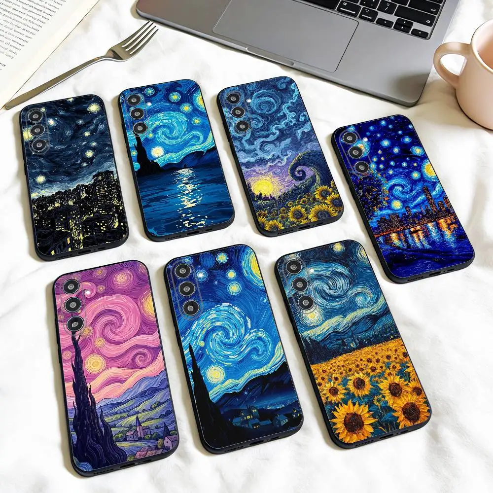 V-Van G-Gogh The Starry Night   phone Case For Samsung Galaxy A73,A72,A71,A70,A53,A52,A51,Others Soft Black Shell