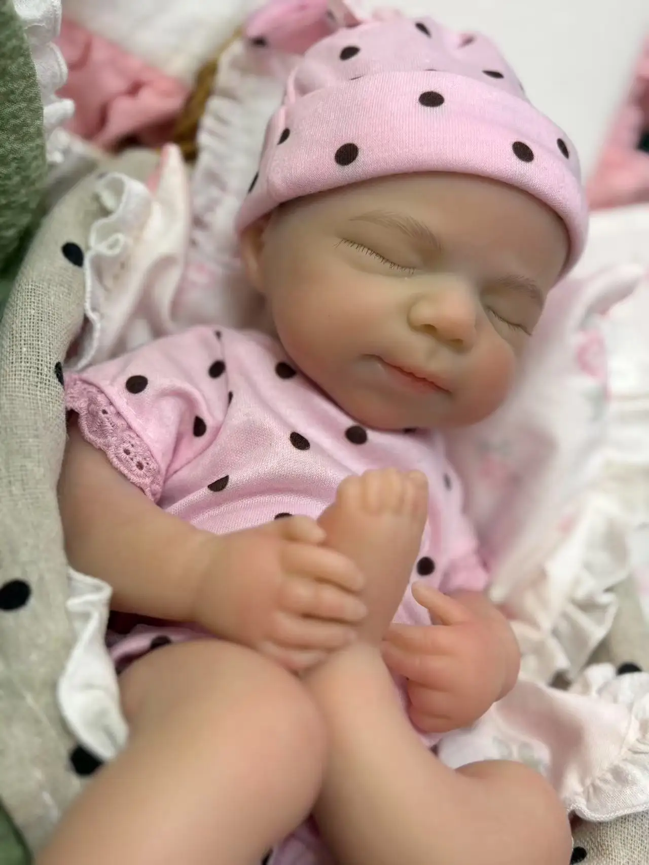 AnjoDoll 33 سنتيمتر مفتوحة الفم Pascale بيبي فتاة سيليكون تولد من جديد الدمى ، 2 مجموعة من الملابس ، رسمت ألعاب الدمى الوليد تولد من جديد سيليكون