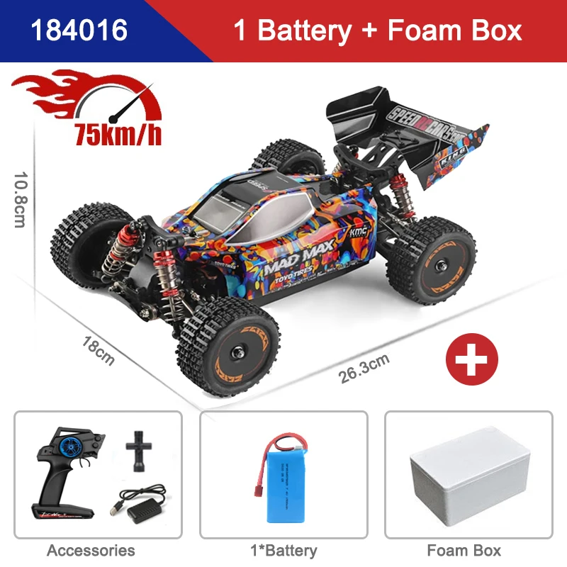 WLtoys184016 RC Car 75KM/H 2.4G Bezszczotkowy elektryczny pojazd o dużej prędkości184011 Zdalnie sterowany samochód wyścigowy 4WD 1/18