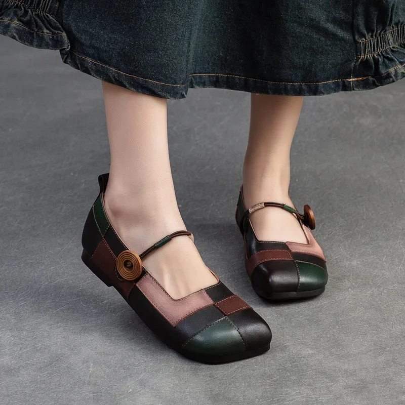 Koznoy 2cm 2024 Ethnic Natural Cow Genuine Leather Loafer Summer Comfy Shallow Mixed Color Women Soft Flats Elastic Casual Shoes