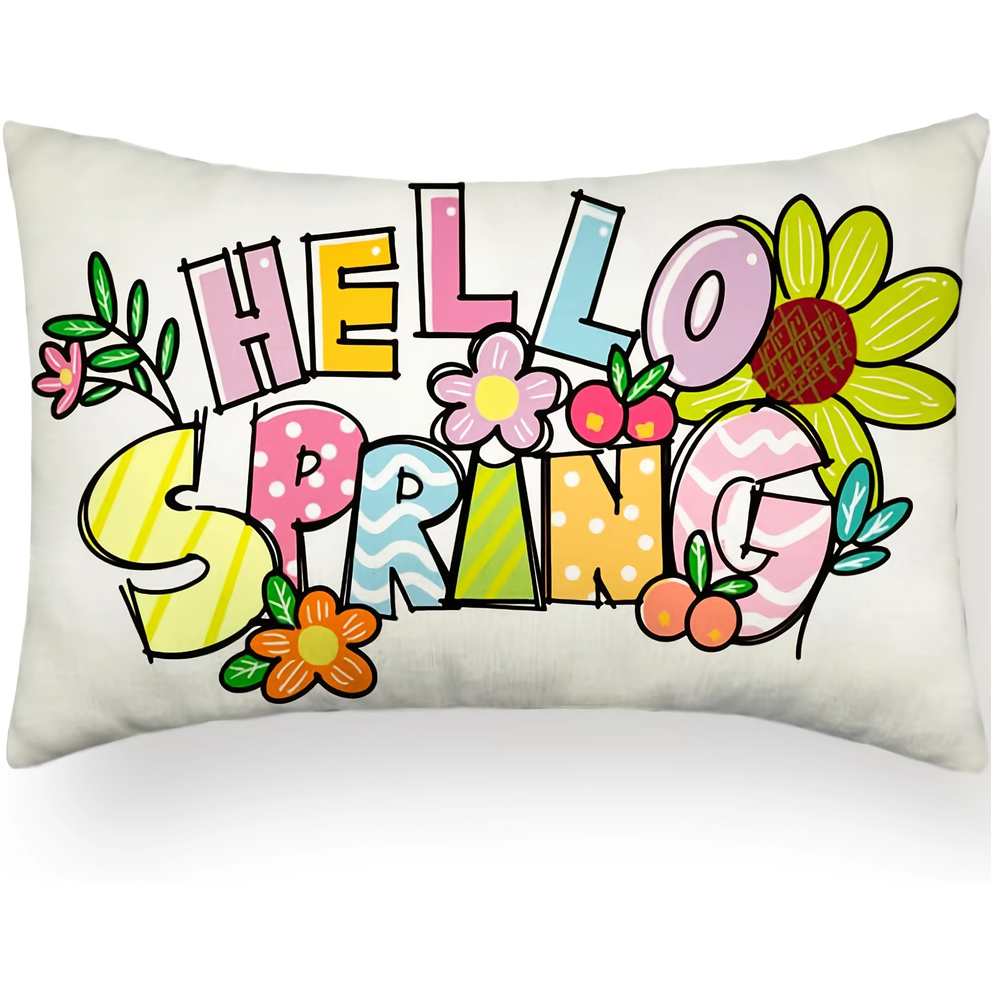 

1 шт. наволочка для поясничной подушки с цветочным принтом "Hello Spring", подходит для дивана, спальни, гостиной, весеннего декора, милый подарок для любителей цветов.