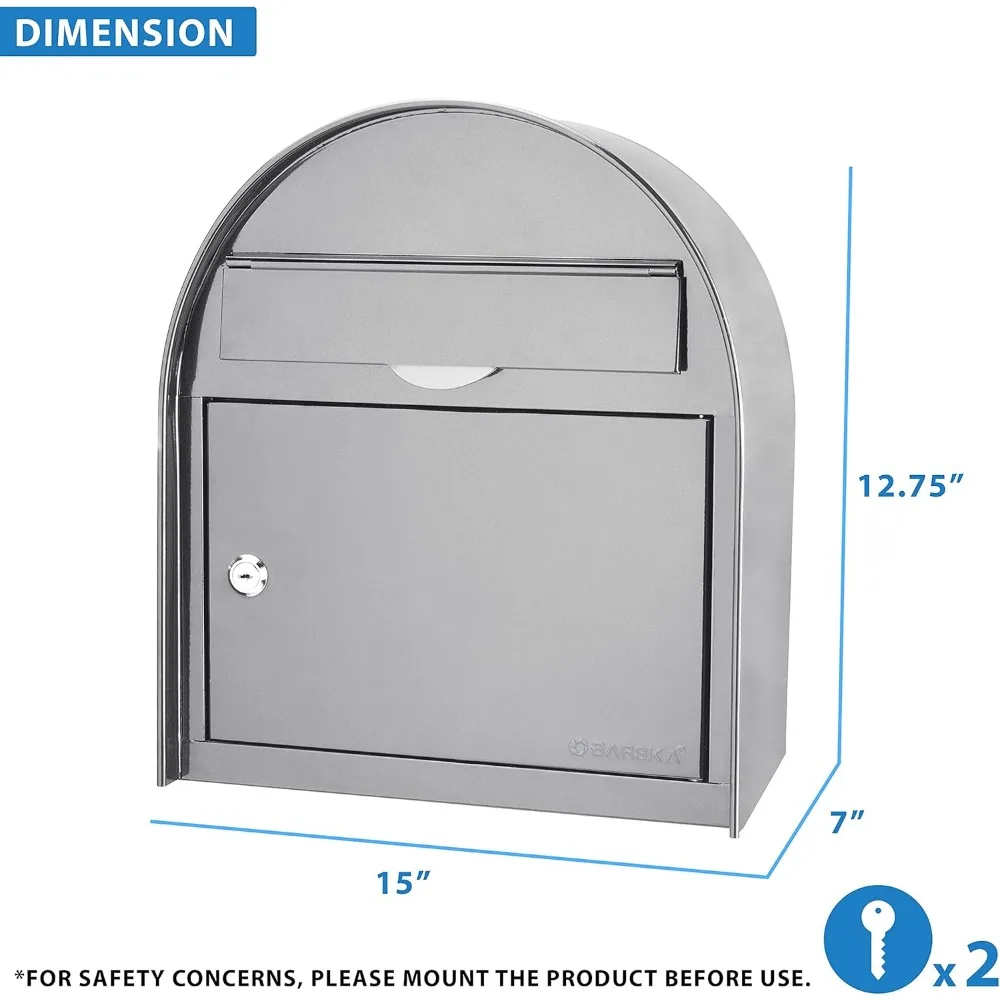 Barska Wall Mount Drop Box with Key Lock – Locking Mail, Suggestion, or Payment Box for Home, Office, Classroom, or Business Use