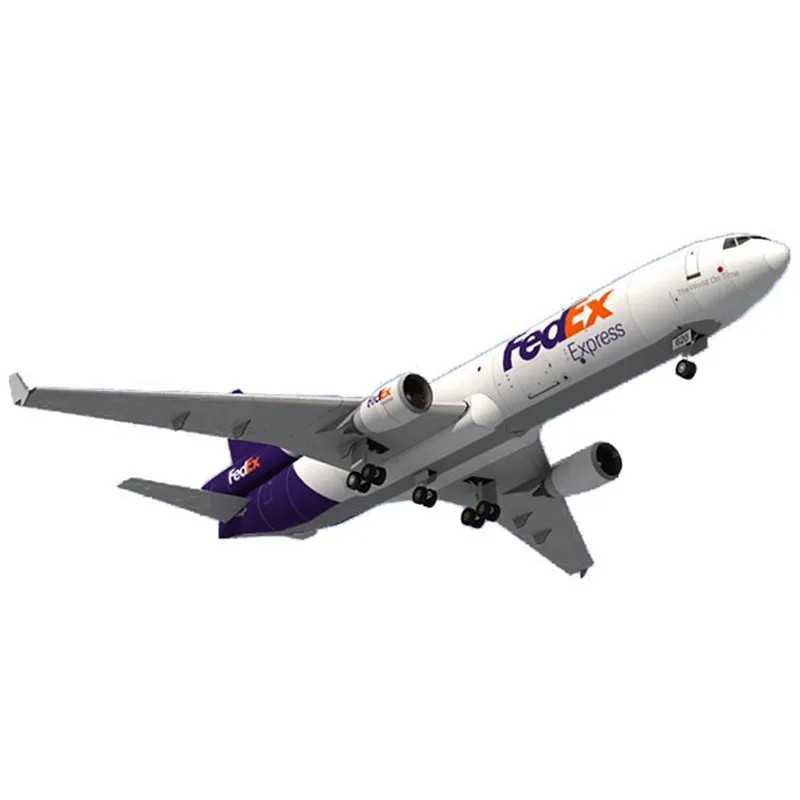 1:100 Fedex MD-11 Cargo Transporter Airplane Paper Model Assembled Simulation Ornaments Collection Home Decoration Gift Display