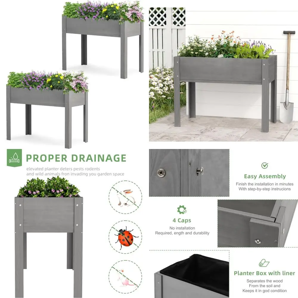 

Raised Garden Bed 40x20x31 Inches - Elevated Wooden Planter Box for Outdoor Planting of Flowers, Fruits, Vegetables, and Herbs