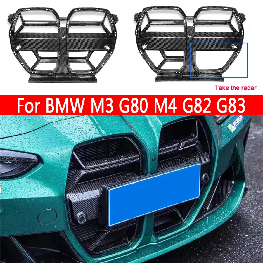 

For BMW M3 G80 M4 G82 G83 CSL Style Dry Carbon Fiber Racing Grills Front Bumper Air Vent Cover Trim Foglamp Mesh Grill Frame