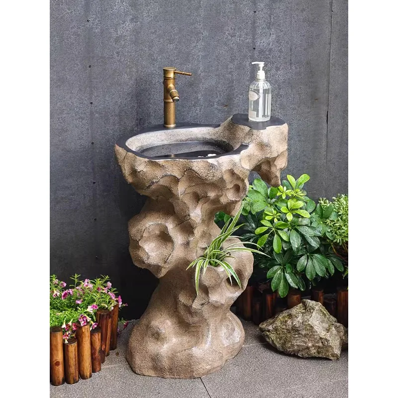 

Courtyard Garden Outdoor Washbasin Pool Room B & B Courtyard Terrace Pillar Integrated Floor Washbasin Stone Basin