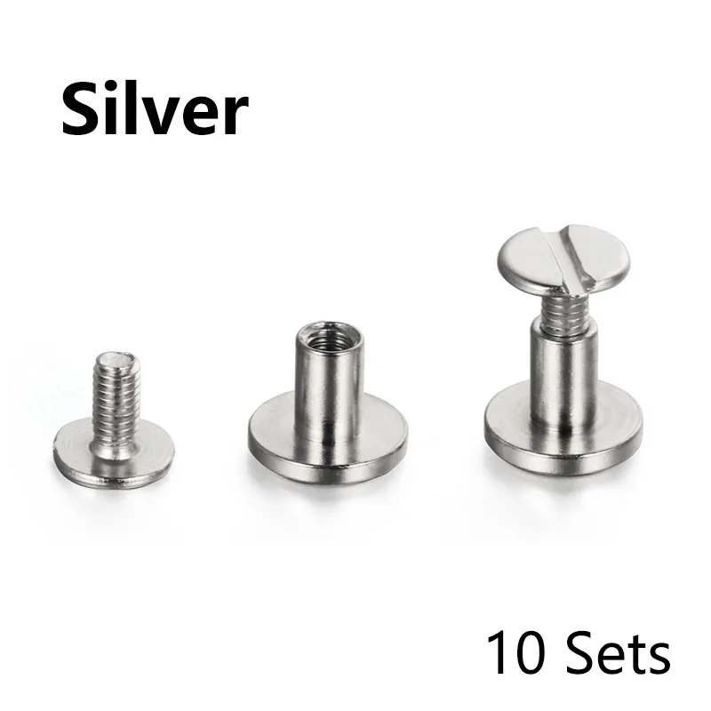 10set rivetto per unghie a testa piatta rotonda elementi di fissaggio in pelle di metallo rivetto robusto per rilegatura per accessori per