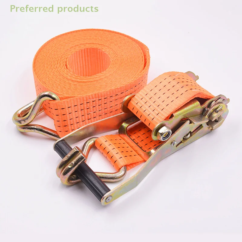 Adjustable High-Tensile Strength Ratchet Strap with Metal Buckle; Perfect for Safe Car and Truck Luggage Transport