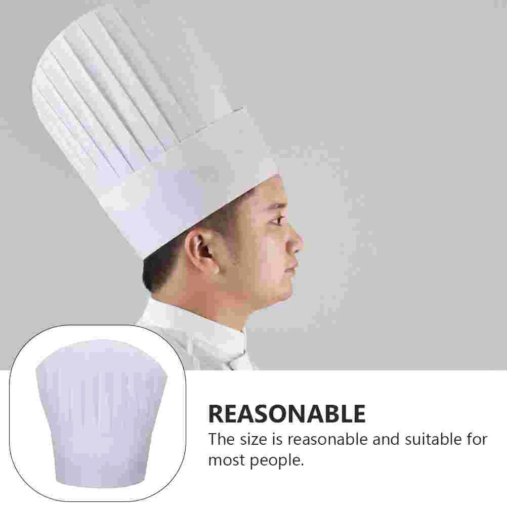 Chapeau de Chef en Tissu Non Tissé, Simple, Confortable, pour Serveur Alimentaire, Cuisine au Barbecue, Adapté à la Plupart des Personnes, 6 Pièces